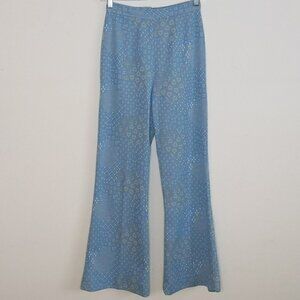 Vintage Polyester Blue Hearts Flare Pants